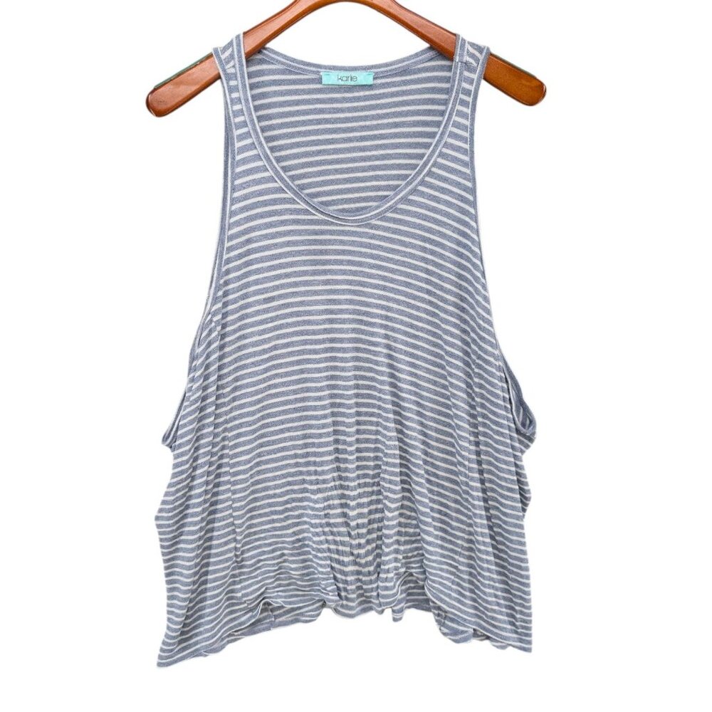 Karlie Tunic Tank Top Womens Blue White Striped Beach Boho Coverup OSFM